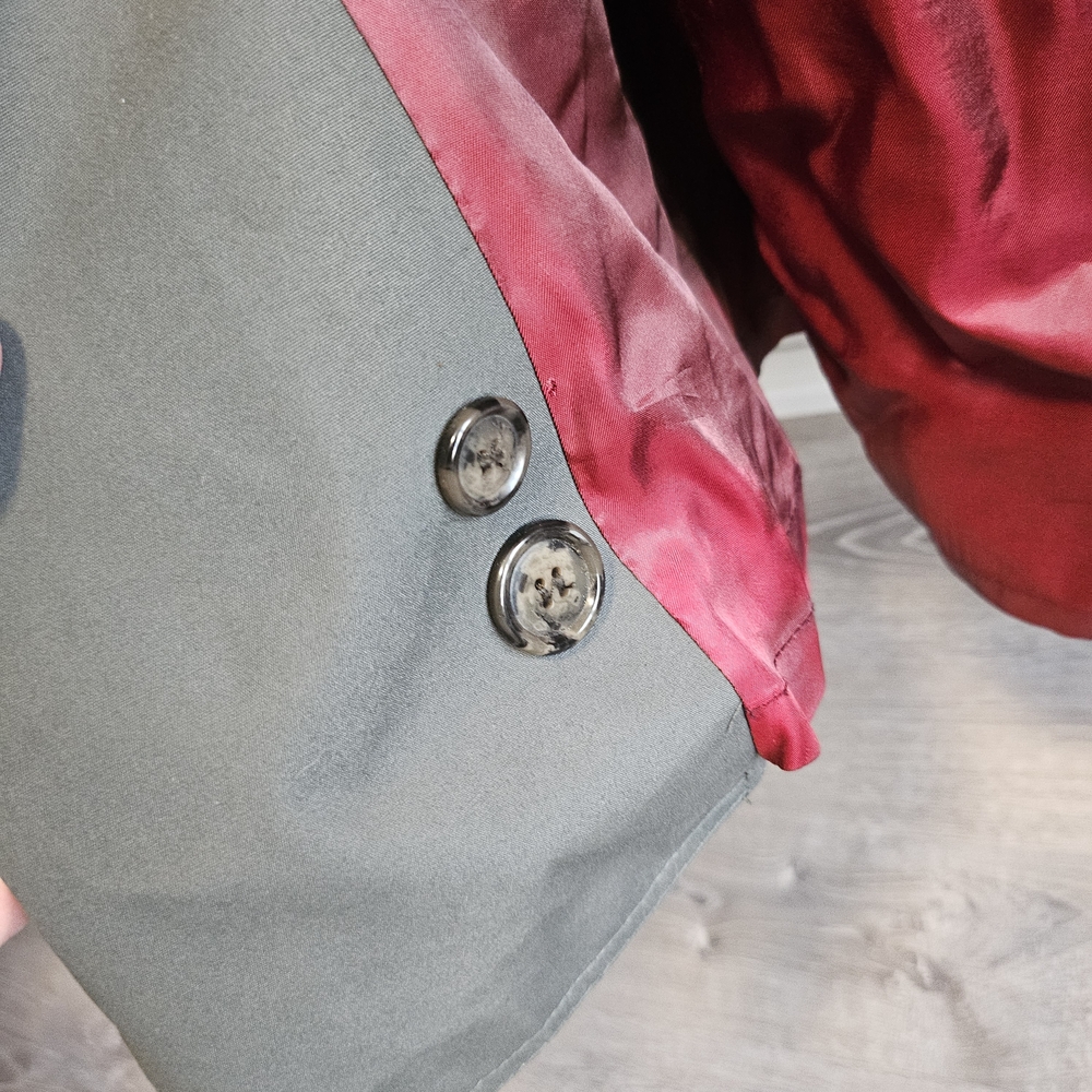 ❤️ VTG London Fog 40R Grey & Burgundy Trench Coat - Picture 13 of 15